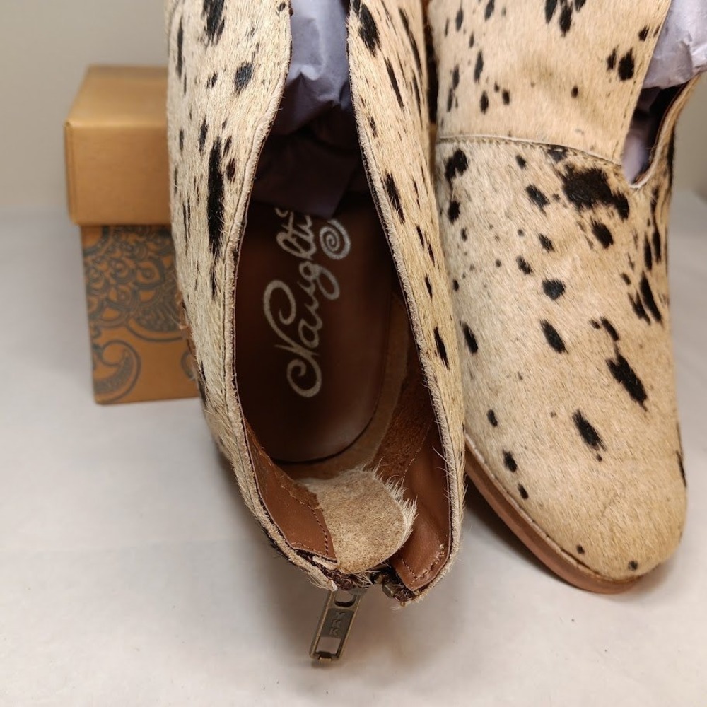 Naughty Monkey All Roads Booties Women 8.5 Black White Excellent Cow Print Hair - Picture 7 of 9